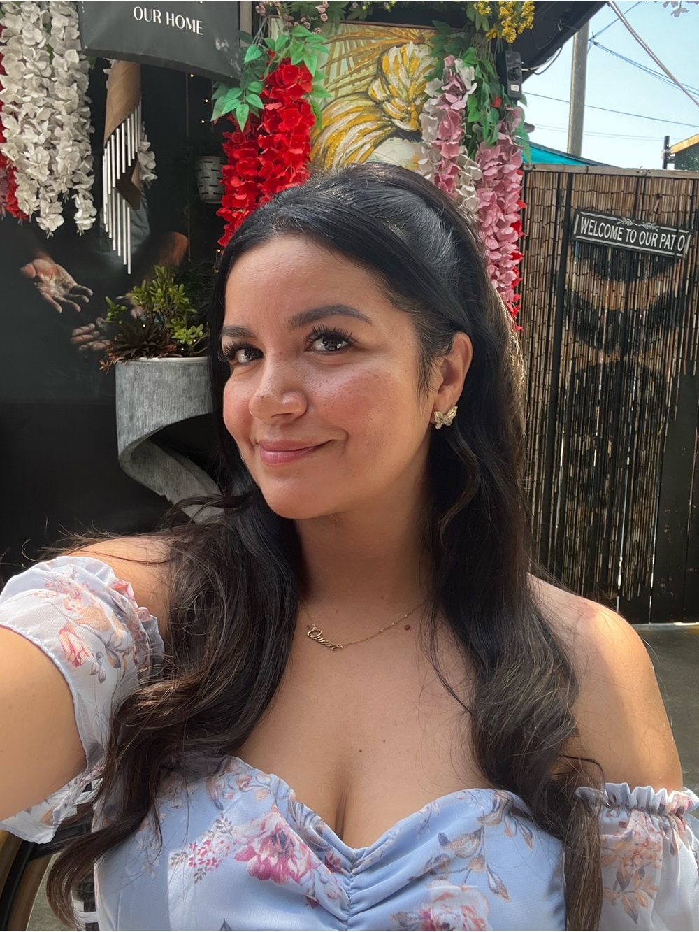 Windsor Light Blue Floral Off-Shoulder Mini Dress - Picture 2 of 4
